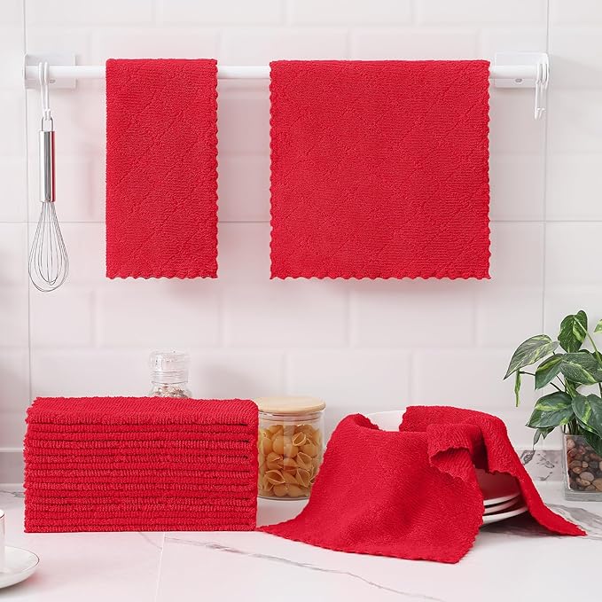 Homaxy 12 Pack Dish Towels for Kitchen, Super Soft and Absorbent Coral Velvet - Image 6