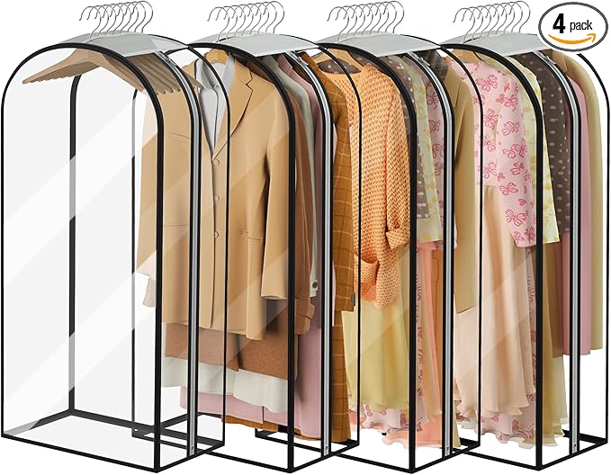Garment Bags for Hanging Clothes 40” Long, Ultra Clear Suit Bags for Closet by Ramota