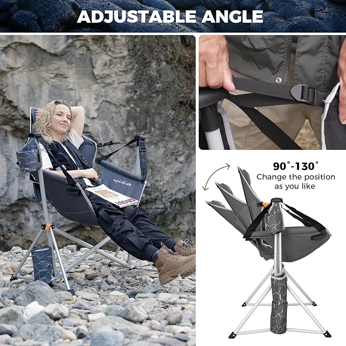 KingCamp Hammock Chair with Footrest – Heavy Duty Swinging Rocking Camping Chairs for Adults up to 400lbs, Folding Portable Oversized Rocker with Cup Holder & Pillow for Outdoor Beach Lawn RV Sports - Image 7