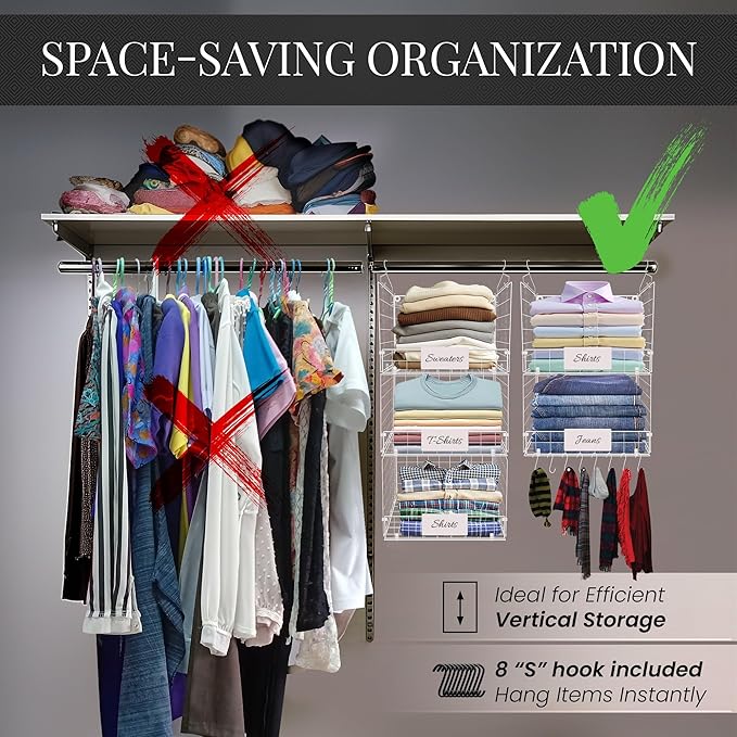 DECOLURE 5-Tier Adjustable Hanging Closet Organizer – Maximize Hanging Storage - Image 3