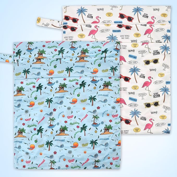 2pcs Travel Waterproof Laundry Bag, Cloth Diaper Wet Dry Bags - Image 3
