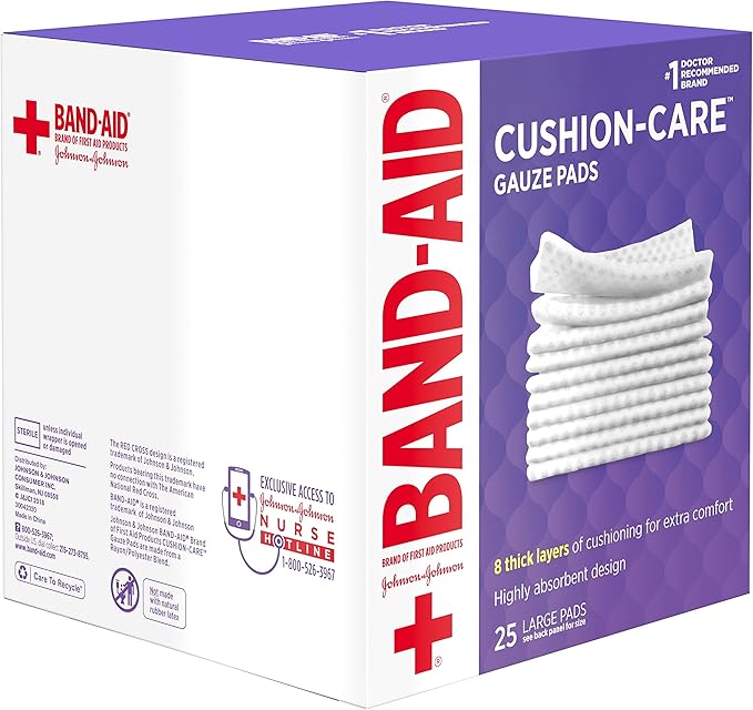 BAND-AID Brand Absorbent Cushion Care Sterile Square Gauze Pads - Image 7