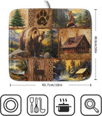 Bear Deer Fox Dish Drying Mat Rustic Cabin Lodge Dish Drainer Mats 16x18 Inch - Image 2
