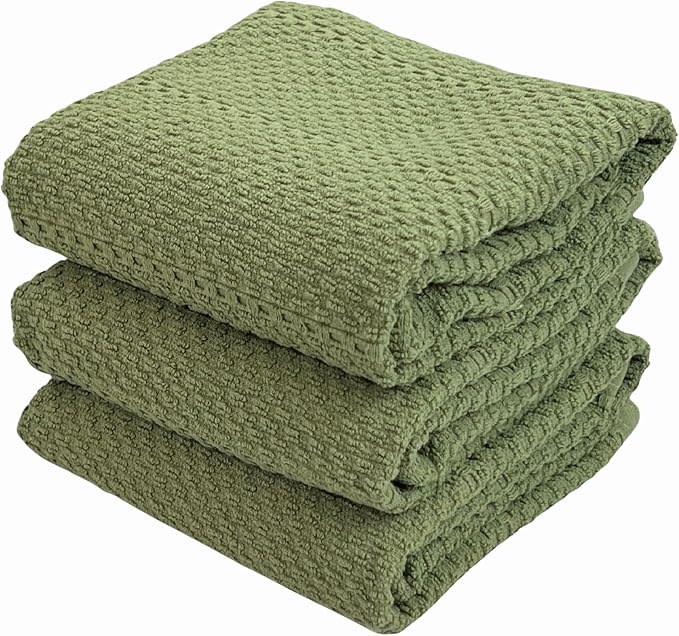 Serafina Home Dark Sage Green Kitchen Hand Dish Towels: Oversized 28" x 18" by SerafinaHome