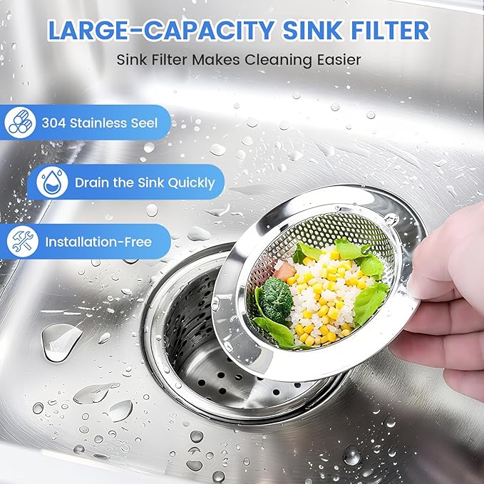 Sink Drain Strainer, Stainless Steel Kitchen Sink Drain Strainer, Dishwasher - Image 5