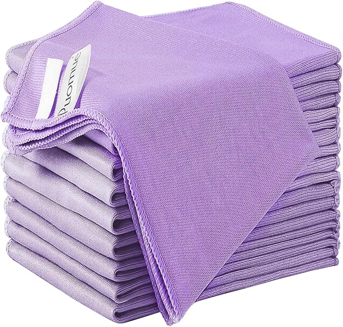 12 Pack Microfiber Glass Cleaning Cloth, 10.8 Inch X 13.8 Inch, Lint Free by Puomue