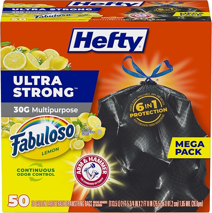 Hefty Ultra Strong 30 Gallon Trash Bags, Large Trash Bags 30 Gallon Size by Hefty