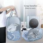 Extra Large Mesh Pop Up Laundry Hamper 2 Pack, 100L Foldable Laundry Baskets - Image 7