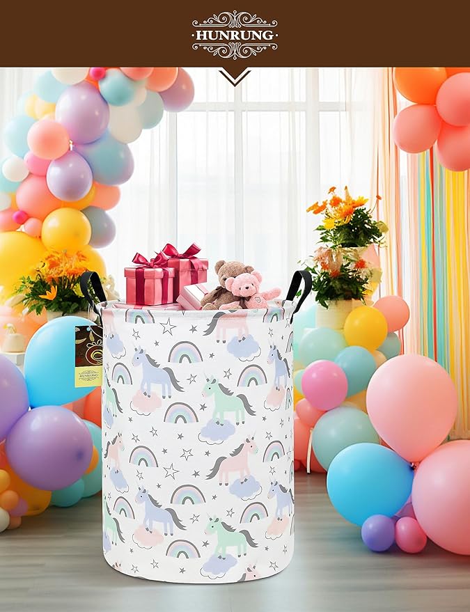 HUNRUNG Laundry Hamper, Large Canvas Fabric Lightweight Storage Basket Toy - Image 4