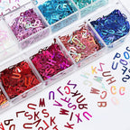 12 Colors Letter Nail Art Glitter Sequins, Holographic 3D Alphabet Nail Art - Image 3