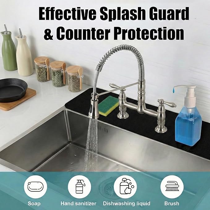 Faucet Mat for Kitchen Sink 2 Holes: 23.5’’Lx4.5’’W Splash Guard Fits 8 Inch - Image 7