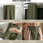 Artoid Mode 1 Pc Olive Green 3D Diamond Grid Jacquard Hand Towels - Image 6
