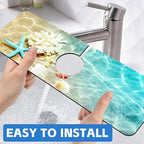 Beach Dish Drying Mat for Kitchen Sink Starfish Coral and Seashell Splash Guard - Image 6
