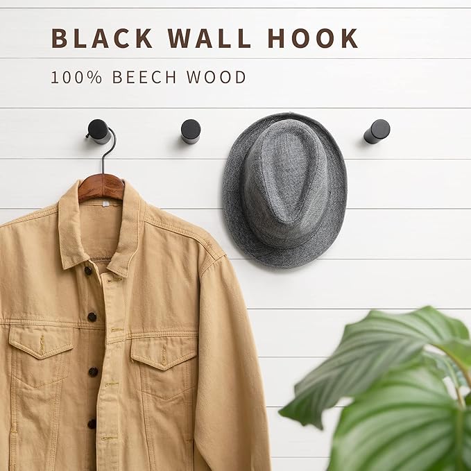 Wooden Black Wall Hooks - Image 2