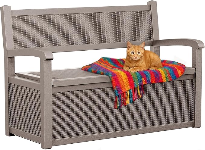 EasyUp 80 Gallon Outdoor Storage Bench Lockable Deck Box Outdoor Storage Box Waterproof for Patio,Garden,and Porch – Perfect for Storing Garden Tools and Cushions(Gray) - Image 9