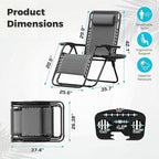 Homall Zero Gravity Chair Patio Folding Lawn Outdoor Lounge Gravity Camp Reclining Lounge Chair with Cup Holder Pillows for Poolside Backyard and Beach Set of 4 (Grey) - Image 3