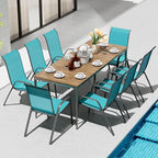 TLSUNNY Patio Chairs, Stackable Textilene Outdoor Dining Furniture for All Weather, with 17.7″ Wide Seat & Metal Frame, for Garden, Backyard, Deck, Restaurant, Poolside (8, Turquoise Blue, 26.4″) - Image 2