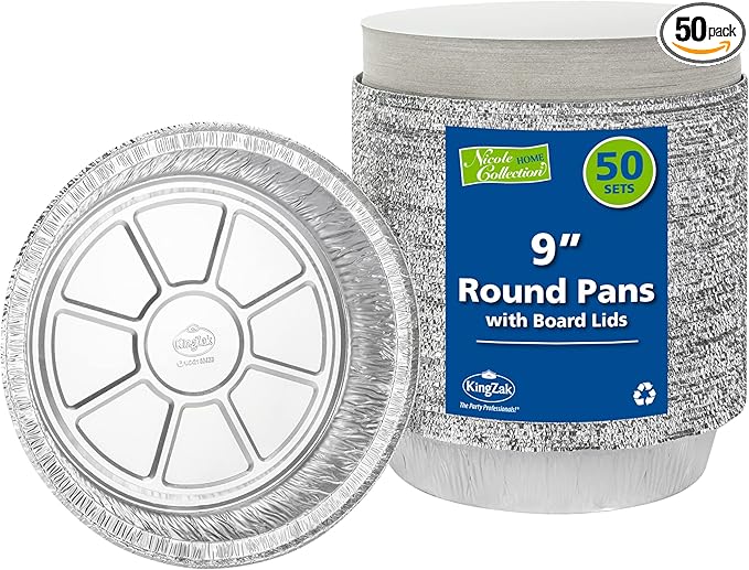 Nicole Home Collection Aluminum Pans 9” Round Disposable Foil Pans by NicoleHomeCollection
