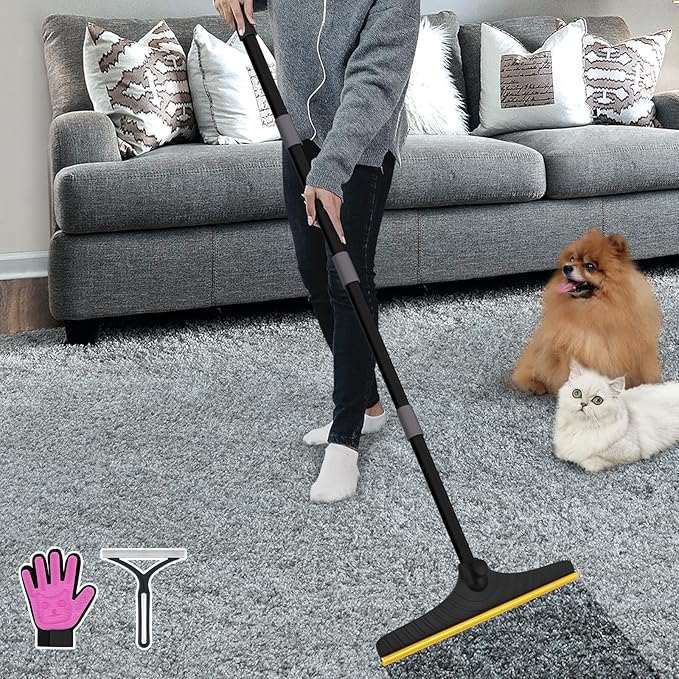B-Land Carpet Rake for Pet Hair Removal, Reusable Pet Hair Remover by B-Land