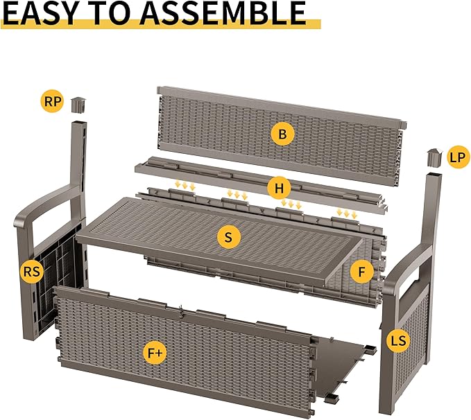 EasyUp 80 Gallon Outdoor Storage Bench Lockable Deck Box Outdoor Storage Box Waterproof for Patio,Garden,and Porch – Perfect for Storing Garden Tools and Cushions(Gray) - Image 3