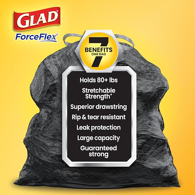 Glad Large 30 Gallon Trash Bags, Pine-Sol Heavy Duty Garbage Bags, Forceflex - Image 2