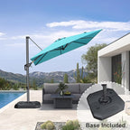 PURPLE LEAF 8 Feet Square Cantilever Umbrella Patio Umbrella with Base Outdoor Umbrella Aluminum Offset with 360-degree Rotation for Garden Deck Pool Patio, Turquoise Blue - Image 3