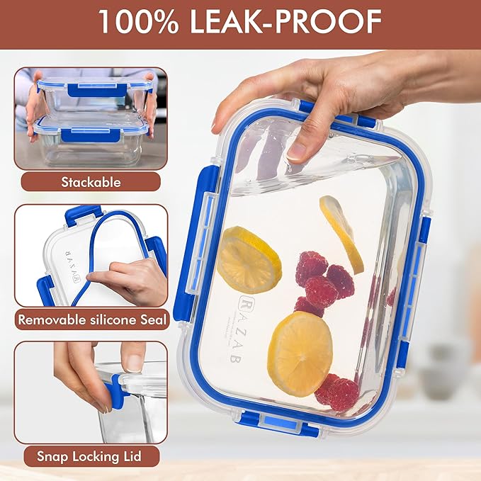Razab 4 Pcs 1860ml / 63 Oz Large Glass Food Storage Containers - Image 3