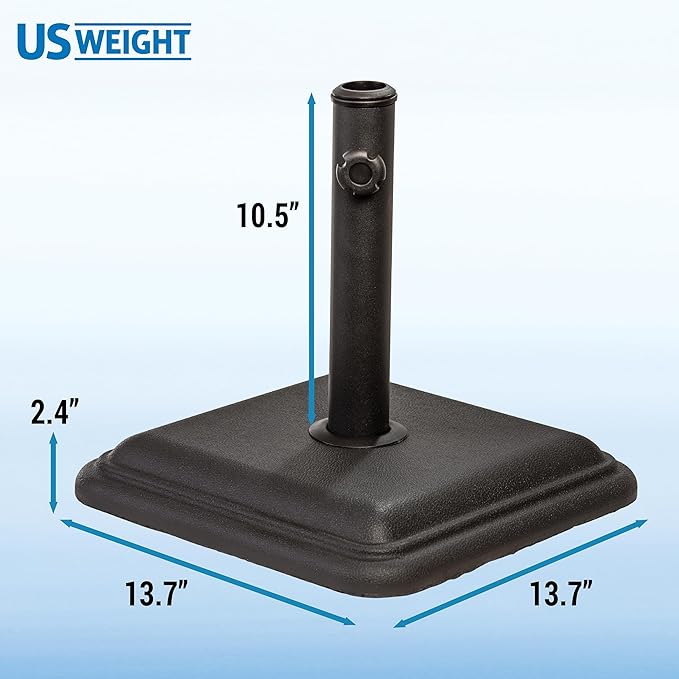 US Weight 26 Pound Umbrella Base - Cast Stone Outdoor Umbrella Stand - for Use with Umbrella Poles 1.3" to 1.8" - Designed to be Used with Patio Table - Black - Image 2