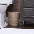 Household Essentials Handwoven Cattail Wicker Waste Basket - Image 3