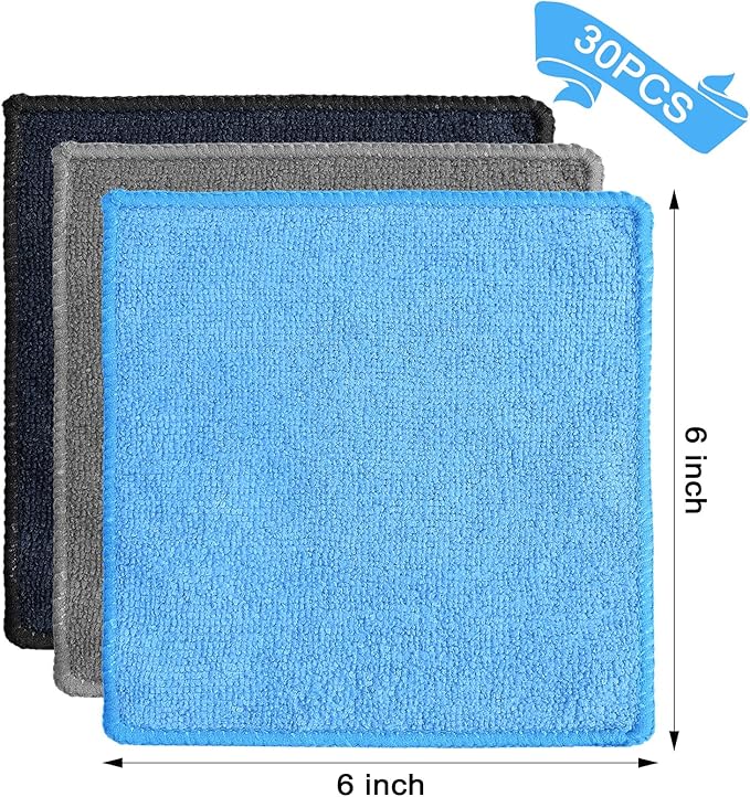 Tanlade 30 Pcs Microfiber Cleaning Cloth 6"x6" Cleaning Rags Reasonable Kitchen - Image 2