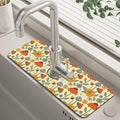 Abstract 70s Mushroom Floral Sink Faucet Absorbing Mat Sink Splash Guard Faucet by Unknown