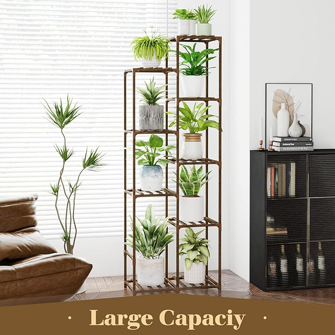 Bamworld 62 " Tall Plant Stand for Indoor Plants Outdoor Corner Plant Shelf Flower Stands for Living Room Balcony and Garden - Image 2