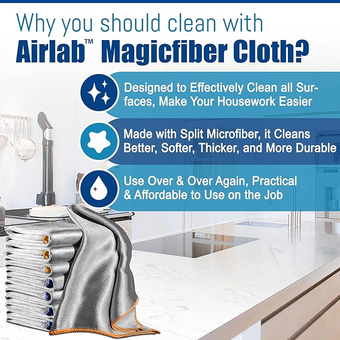 Airlab Streak Free Miracle Cleaning Cloth Easy Clean Pack of 8-12" x 16" - Image 2