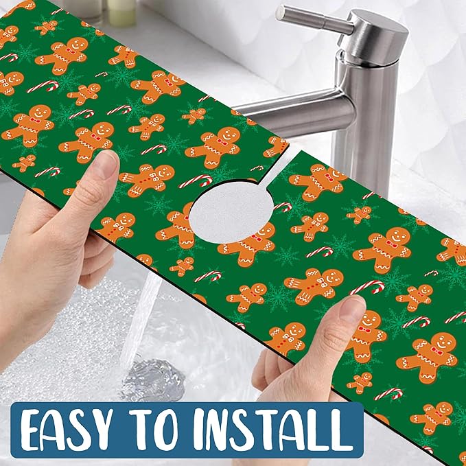 Christmas Happy New Year Sink Faucet Absorbing Mat Santa Claus Super Absorbent - Image 5