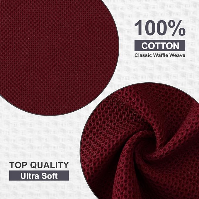 Kitinjoy 100% Cotton Kitchen Dish Cloths, 6 Pack Waffle Weave Ultra Soft - Image 2
