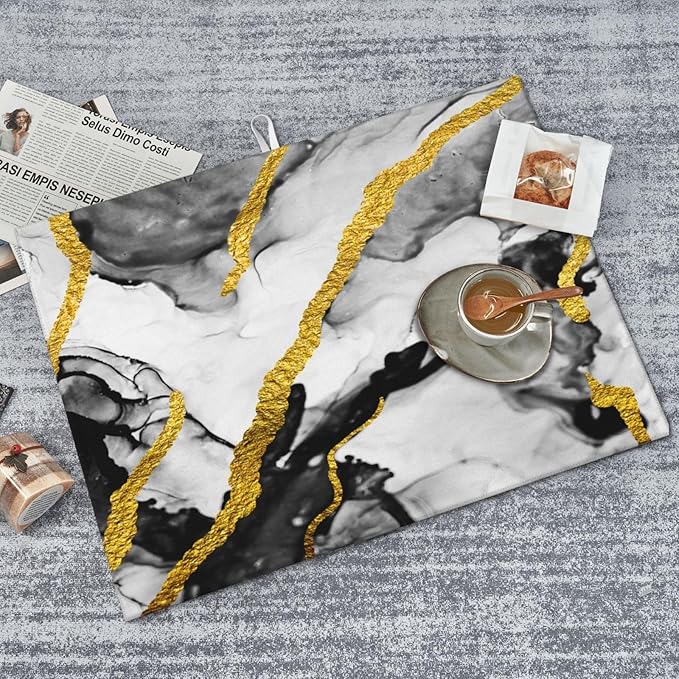Black White Gold Marble Dish Drying Mats - Image 4