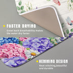 Hydrangea Floral Dish Drying Mat 16x18 inch Spring Summer Decorative Fast Dry - Image 3