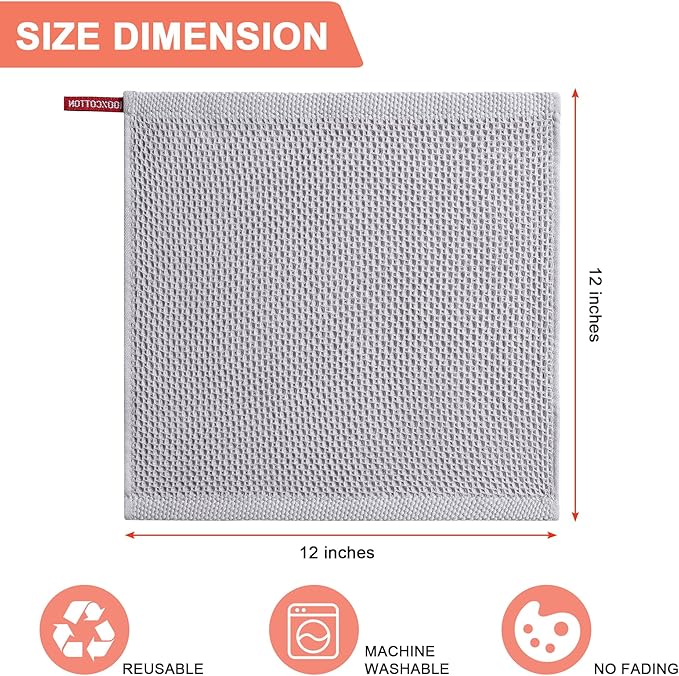 BOOMIBOO 6-Pack Kitchen Dish Cloths, 100% Cotton Waffle Weave, Ultra Soft - Image 2
