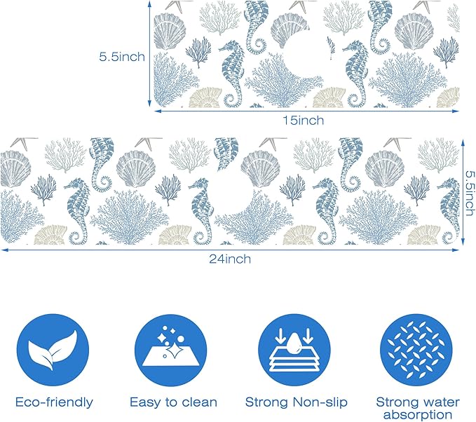 Marine Seashell Seahorse Coral Kitchen Sink Splash Guard Mat Absorbent Fast - Image 3