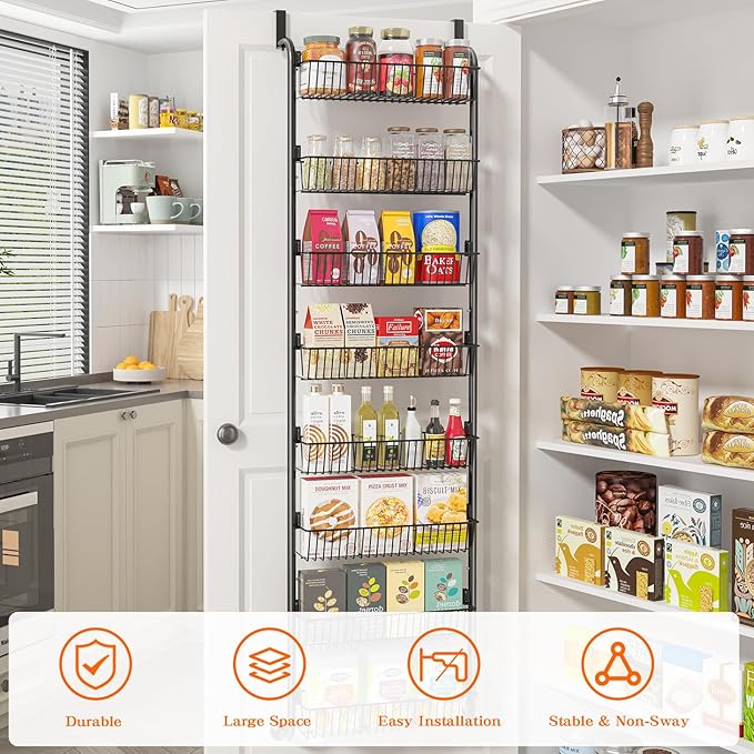 MIAOLI Over the Door Pantry Organizers and Storage, 8-Tier Spice Rack, Home & - Image 4