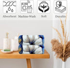 Watercolor White Blue Flowers Hand Towel Set of 2, Abstract Oil Painting Floral - Image 4