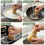 Bamboo Dish Brush Set, 4 Pack, Plastic-Free, Dish Scrubber & Vegetable Brush - Image 6