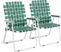 VINGLI Patio Lawn Webbed Folding Chairs Outdoor Beach Portable Camping Chair for Yard, Garden (2, Dark Green, Oversized) by VINGLI