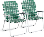 VINGLI Patio Lawn Webbed Folding Chairs Outdoor Beach Portable Camping Chair for Yard, Garden (2, Dark Green, Oversized) by VINGLI