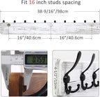 WEBI Coat Rack Wall Mount, 38 9/16" Long, 10 Hooks, Large Coat Hooks Wall - Image 6