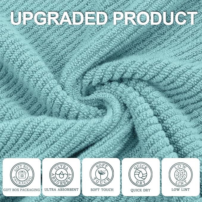 VOOVA & MOVAS Bathroom Towels Set, 100% Cotton | Quick Dry | Soft | Thick - Image 2