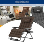 UDPATIO Oversized Zero Gravity Chair, 33In XXL Patio Reclining Chair with Cushion, Outdoor Folding Recliner with Pillows|Cup Holder|Foot Rest|Padded Headrest, Brown Grey, Support 500LB - Image 4
