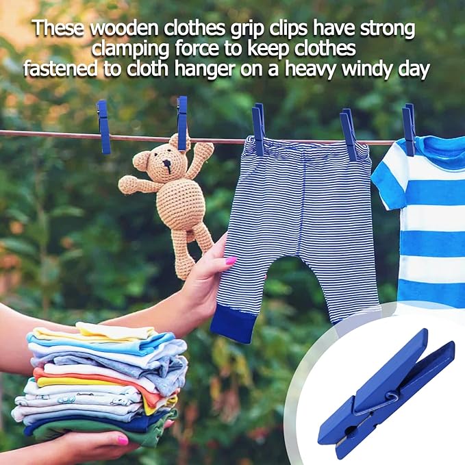Bivethoi 2.9 Inch Clothes Pins, Strong Grip Close Pins Birchwood Clips - Image 5