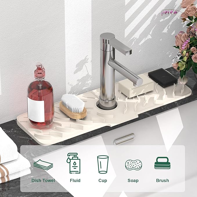 TOOVEM Silicone Faucet Splash Guard, 17.7 x 5.5 Inch Kitchen Sink Splash Guard - Image 5