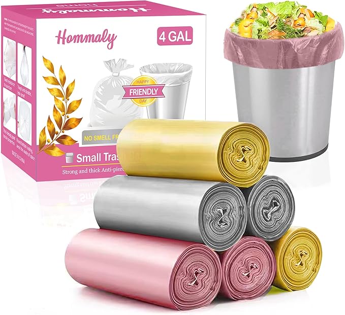 4 Gallon 180pcs Small Multi Trash Bags Strong Garbage Bags, Plastic Bags by HOMMALY